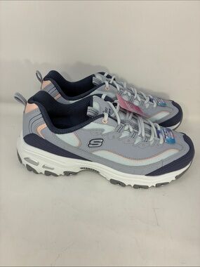 Skechers Women's Light Gray & Navy Athletic Sneakers with Blush Accents